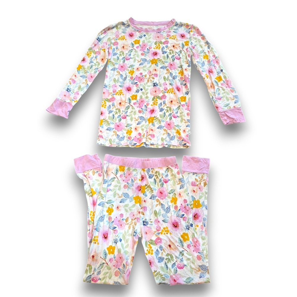Little Sleepies Bamboo Viscose Pajamas Set Pink Floral Girls 9-10
